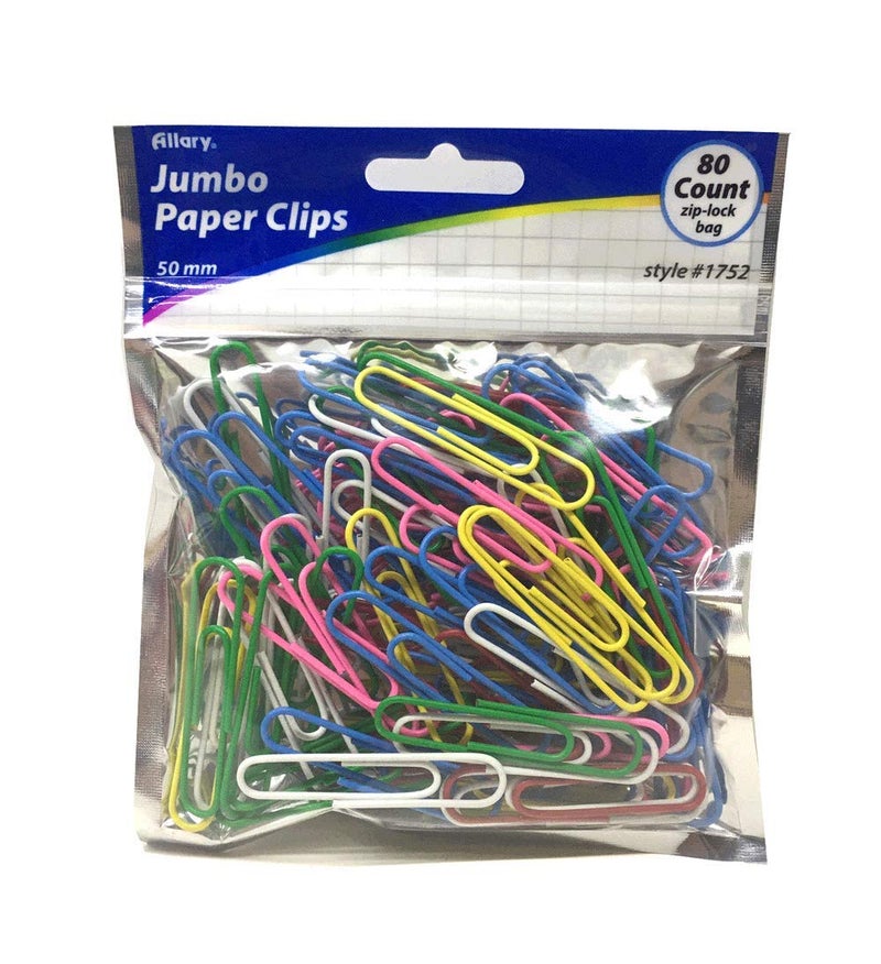 Allary Jumbo Paper Clips - Large 2 Inch - Assorted Colors Paperclips - 80 Count - Image 1